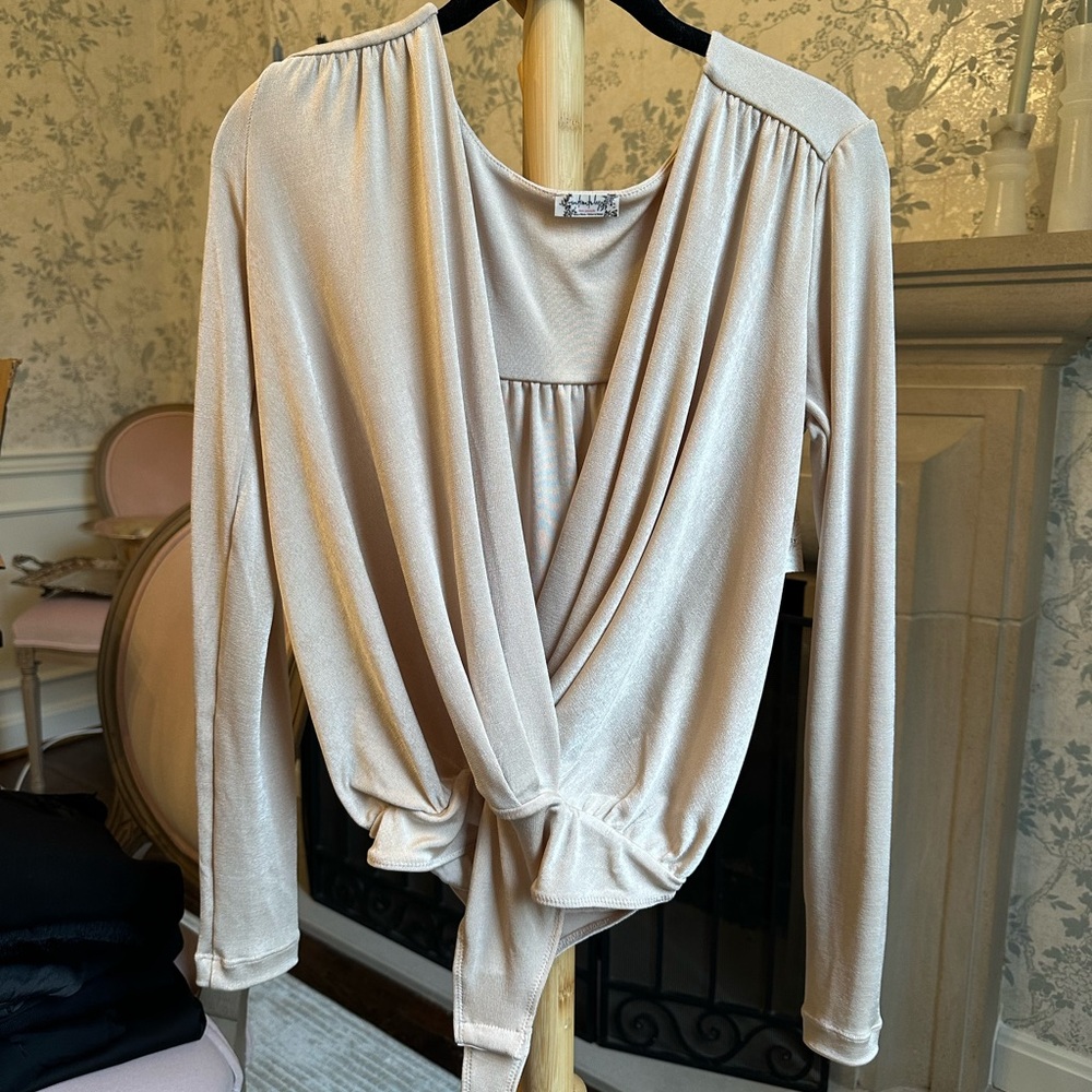 Free People Nude Shimmer Bodysuit - NEW WITH TAGS